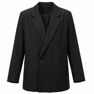H&M Blazer Men XL Black Double Breasted Notched Lapel P/N 1232584 2
